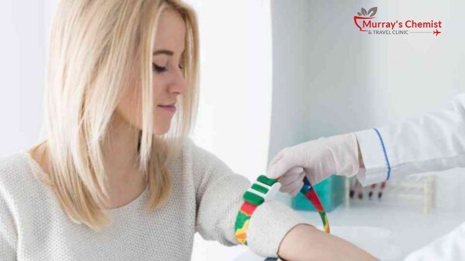 young blonde woman at blood test appointment